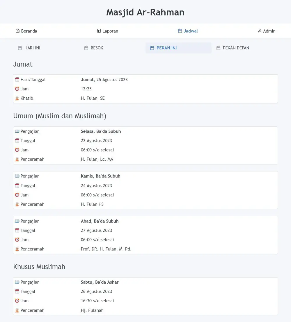 Jadwal Pengajian/Khatib
